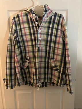 Merona Plaid Button-Up Hooded Shirt in Green, Pink, Navy, Yellow
